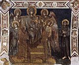 Giovanni Cimabue Famous Paintings - Madonna Enthroned with the Child, St Francis and four Angels